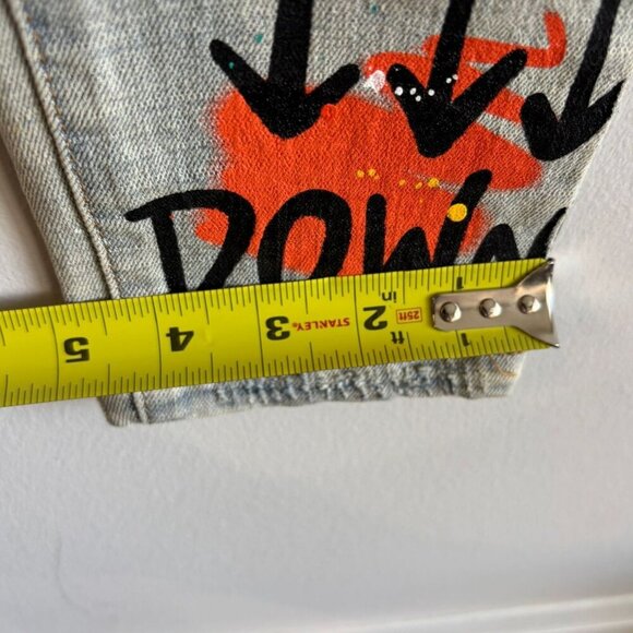 CPTL Denim Womens Cash Ripped Colorful Splatter Jeans Light Blue Size 28 - Picture 6 of 13